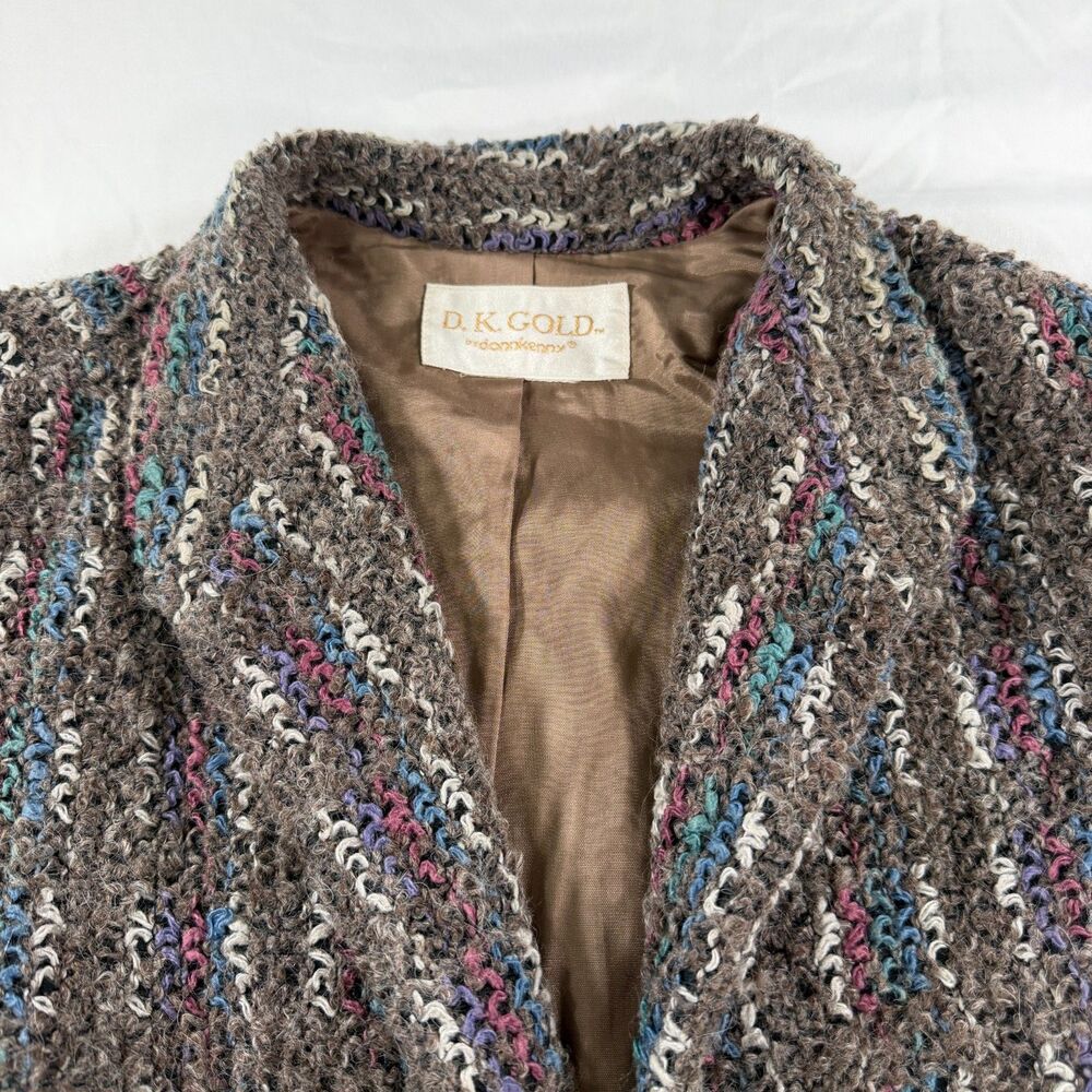 Vintage D.K. Gold Don Kenny Boho Wool Blend Multicolor Thread Blazer Jacket